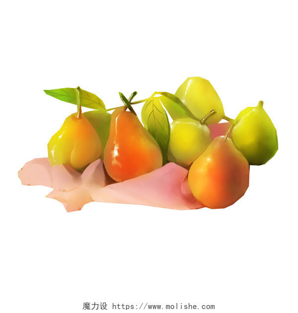 卡通手绘水果香梨系列插图元素